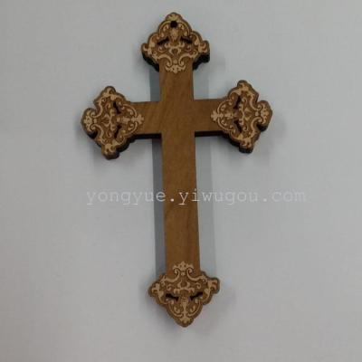 Manufacturer supplies wooden laser carving cross ornaments cross pendants