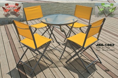Outdoor textilene and leisure folding table and chairs patio furniture terrace table and chairs