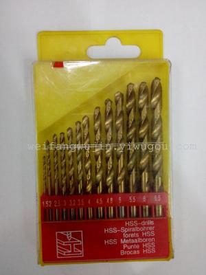 13pc woodworking drill with titanium-coated