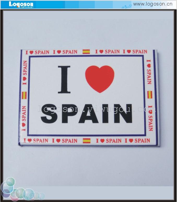 马口铁冰箱贴 I LOVE SPAIN 冰箱贴纪念品 可定做