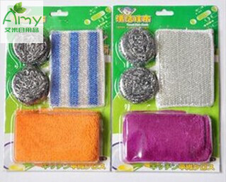 Kitchen sample value-for-money 3-piece cleaning cloth dish towels Brillo cleaning brush