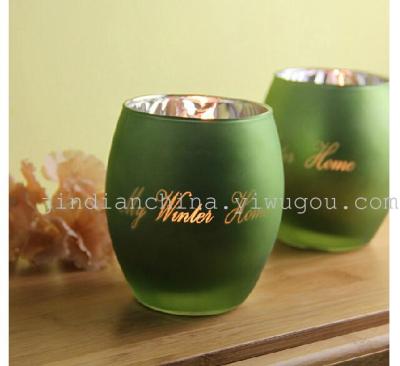 Continental glass candle holder plated green candle cups candlelit bars cafes home decorations ornaments
