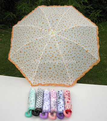 Korean version of the hand - folded three - fold umbrella with broken cloth umbrella