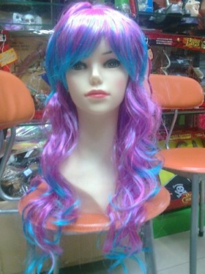 Two-color wave bar wig wig Hat hair color curly party wig