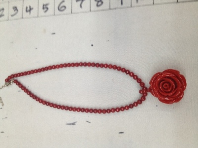Coral necklace red roses