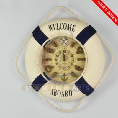 35CM Life Ring Wall Clock Mediterranean-style Craft Clock Household Tool Wall Hanging Marine RS35Z-12L/H