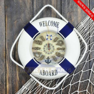 30CM Wall Clock Mediterranean Wall Creative Household Life Buoy Wall Clock Cloth Hanging Tool PASTORAL rs30Z-7L /H