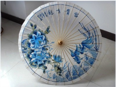 Factory direct sale of natural leaf blue - white porcelain oil paper umbrellas