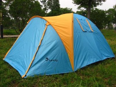 Outdoor tent camping waterproof one-bedroom double-layer glass rod posted the spot