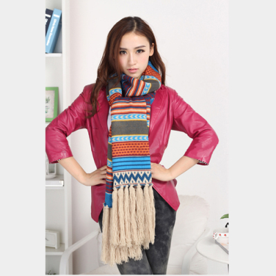 Fall/winter 2012 Bohemian scarf Chinese wind vintage style long knitted scarf tassels