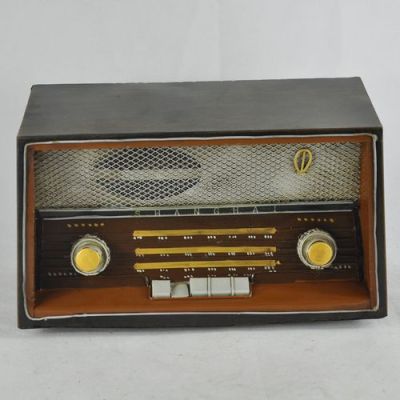 Hand-distressed, vintage antique radio model