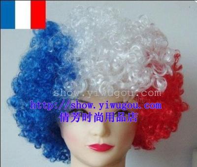 Blue, white, red wigs,France hair,Cheerleading flag,Supporters wig