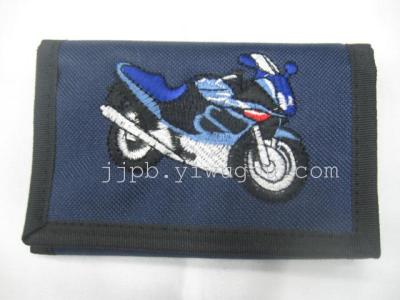 Embroidered motorcycle waterproof wallet black 600D material production.