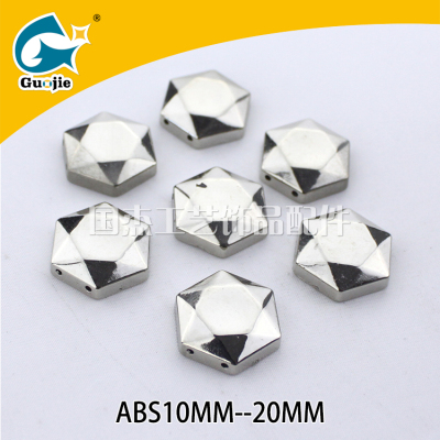 Hexagonal polygon silver white with hole decoration gun color silver white K apparel nail beads accessories accessories.