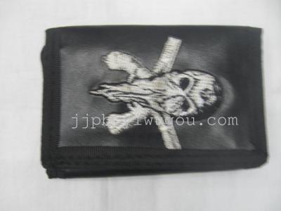 Embroidered wallet 600D black waterproof material production.