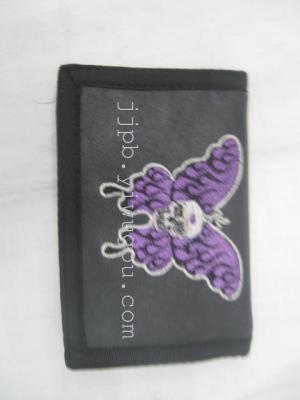 Embroidered wallet 600D black waterproof material production.
