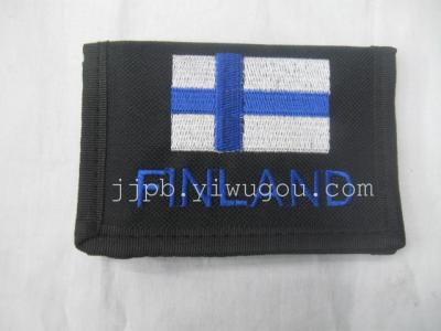 Embroidered wallet 600D black waterproof material production.