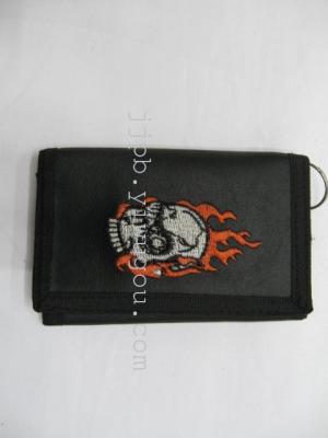 Embroidered wallet 600D black waterproof material production.