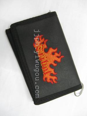 Embroidered wallet 600D black waterproof material production.