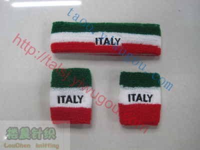 ITALY Italy cashmere headband wristbands set Italy flag-colored towels, knitted wrist band headband 