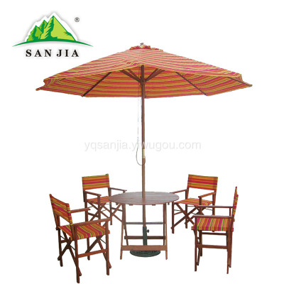 Certified SANJIA outdoor camping products aluminum alloy folding tables and chairs with umbrellla