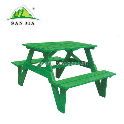 Certified SANJIA outdoor camping products wooden folding tables and chairs two-in-one talbes