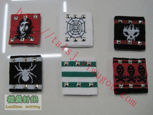 White and Green Stripes， Spider， Skull， Little Ghost Head， Che Guevara and Other Patterns with Studs Wristband Cotton Yarn Jacquard Wristband Punk Wristband Personality Wristband