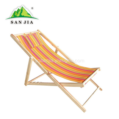 Certified SANJIA outdoor camping products wooden folding leisure lounge chair