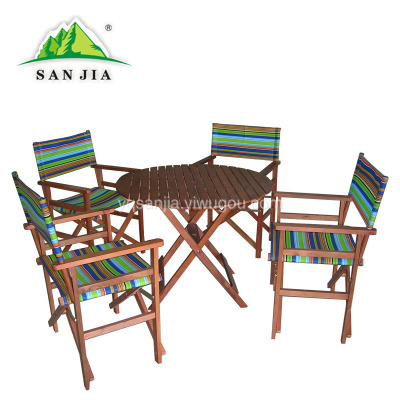 Certified SANJIA outdoor camping products wooden folding tables and chairs 