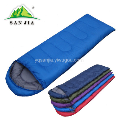Sanjia outdoor spring and autumn outdoor warmth envelope-type hooded ultra-light single summer siesta sleeping bag