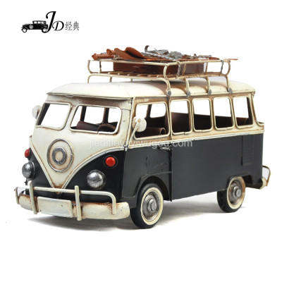 Tin car model handmade Volkswagen bus model home soft decoration bar cafe decorative arts and crafts.