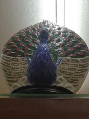 Ceramic peacock lamp