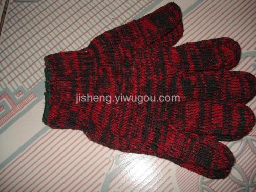 Jisheng Brand Red and Black Flower 600G Gloves Cotton Yarn Labor Protection Gloves 