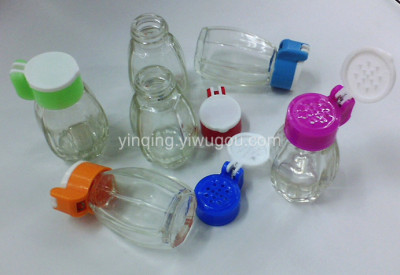 Small octagonal cover with 12pcs glass seasoning bottles