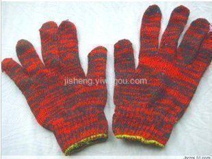 Jisheng Brand Red and Black Flower 700G Cotton Yarn Labor Protection Gloves 