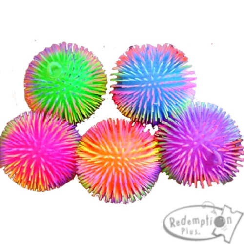 9-Inch TPR rainbow Fur Ball/Flash Elastic Ball