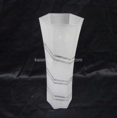 Hexagonal sandblasted glass vase glass handicrafts decorative flower glassware