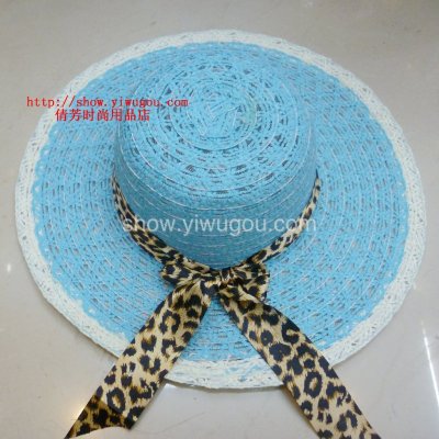 Leopard print Ribbon Hat,Beach hats,Sun Hat,Sun visor Hat