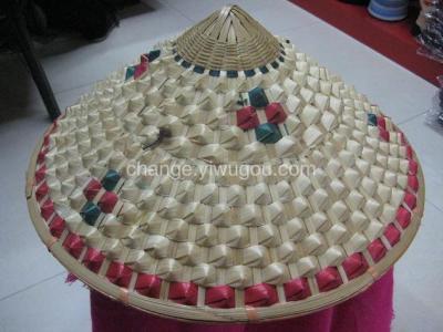 Pineapple hats stage props hand woven bamboo hat red