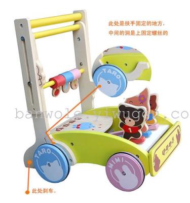 Winnie Walker baby wooden carts children's wooden toy car toddler adjustable high and low