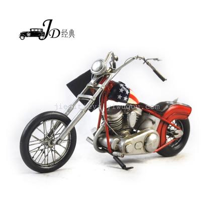 Handmade old vintage wrought-iron cars United States flag Harley rider motorcycle
