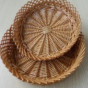 Woven bamboo wicker woven wooden basket fruit plate vegetable plate bread basket