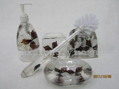 Acrylic toilet lotion bottles toothbrush holder four-piece crystal flower oil Brown