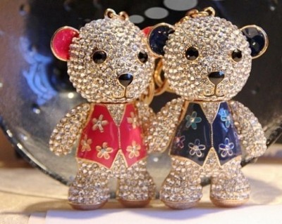 Super cute bear diamond drill bag pendant Keychain alloy jewelry car