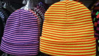 Colorful striped knitted pullover hat
