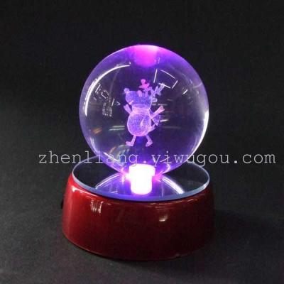 Yiwu Christmas gift transparent crystal ball wholesale 3d Christmas deer to deliver small cute.