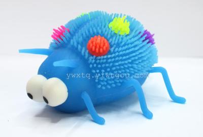 Convex eye Maomao colorful Ladybug Ladybug light flash ball TPR soft toys