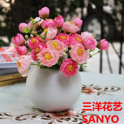 Simulation flower artificial flower plastic flower props 21 small Camellia home furnishings