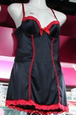 Black lady's gown with suspenders