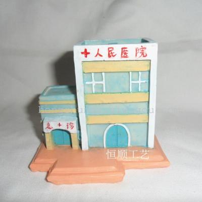 Resin crafts people's hospital small model heart sand table supplies